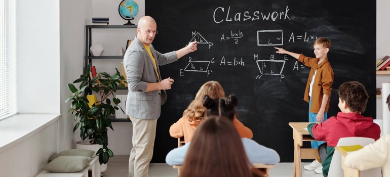 Teacher talking to the class